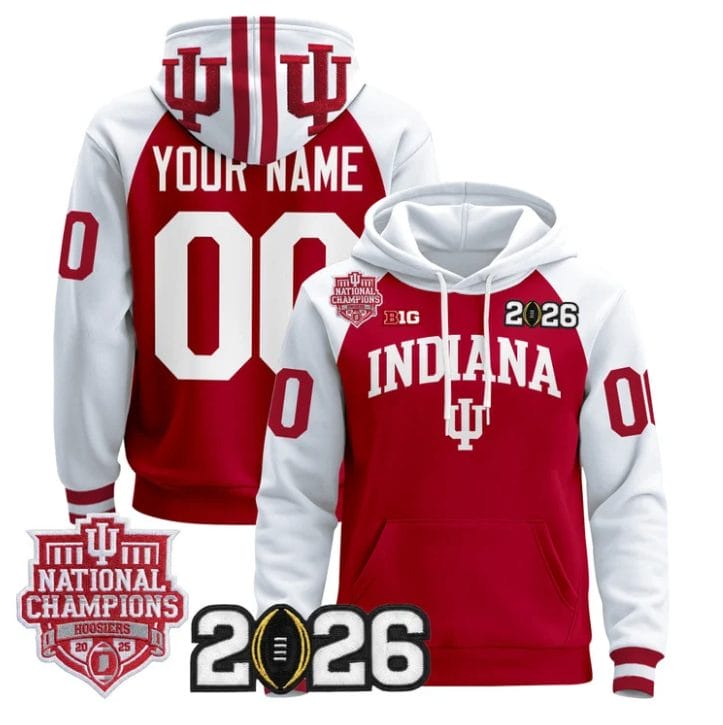 Custom Indiana Hoosiers Pullover Hoodie 2025 National Champions Stitched Black Alternate - Image 3