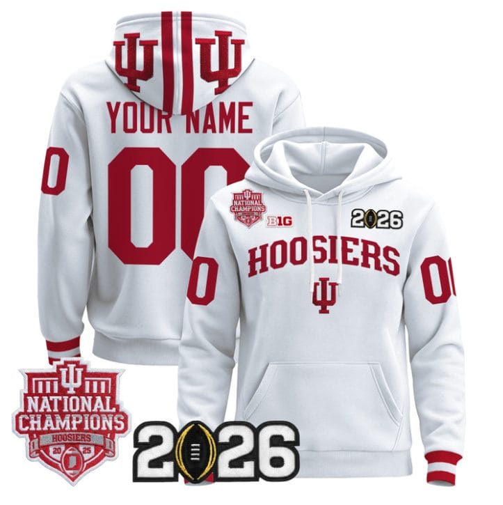 Custom Indiana Hoosiers Pullover Hoodie 2025 National Champions Stitched Black Alternate - Image 5