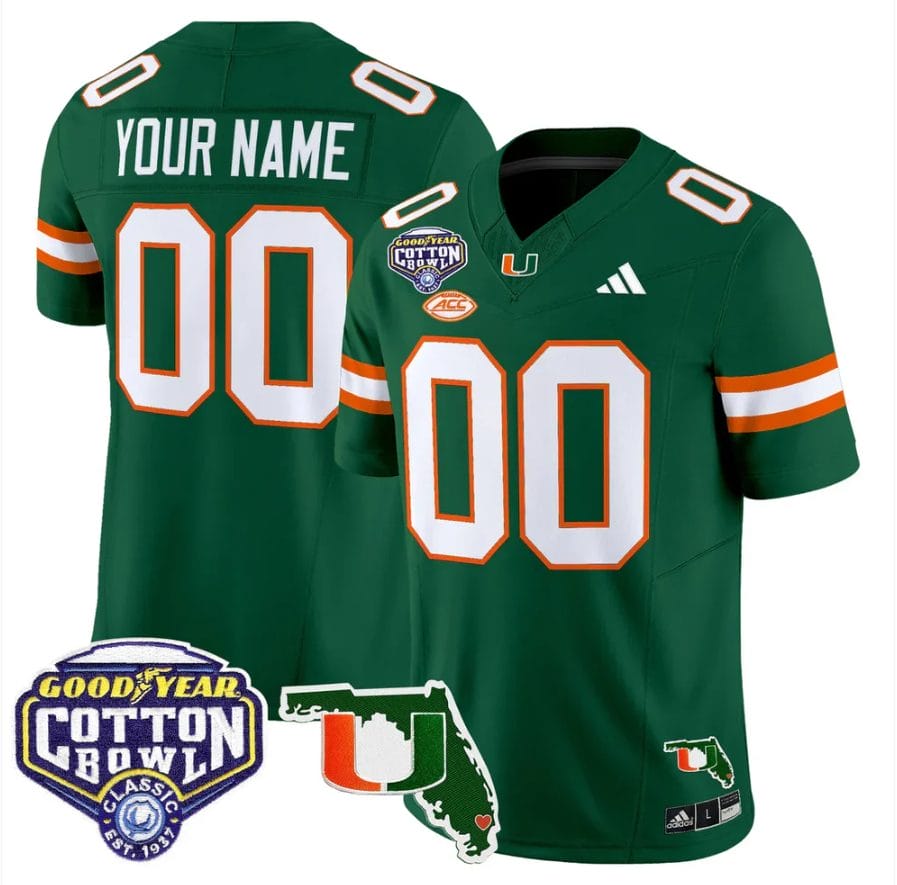 Custom Miami Hurricanes Jersey 2025 Cotton Bowl Florida Patch Stitched - Image 4