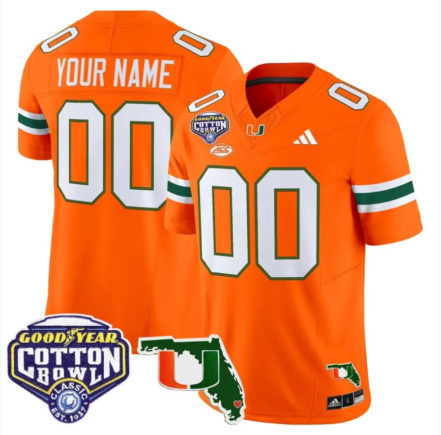Custom Miami Hurricanes Jersey 2025 Cotton Bowl Florida Patch Stitched - Image 3