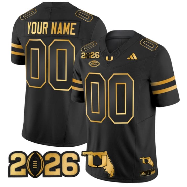 Alternative view of Custom Miami Hurricanes Jersey 2026 CFP Final Florida Patch Stitched