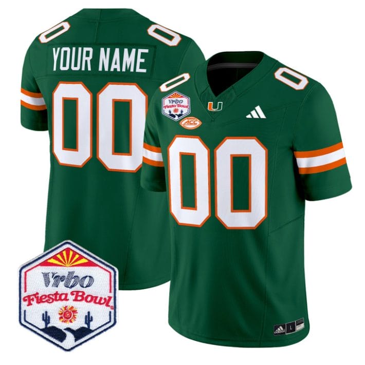Custom Miami Hurricanes Jersey 2026 Fiesta Bow Patch Limited Stitched - Image 2