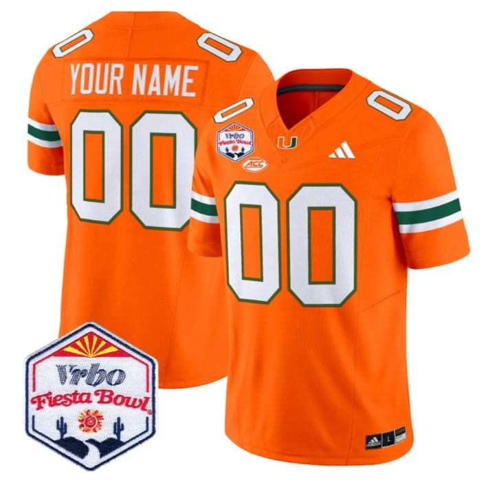 Custom Miami Hurricanes Jersey 2026 Fiesta Bow Patch Limited Stitched - Image 4