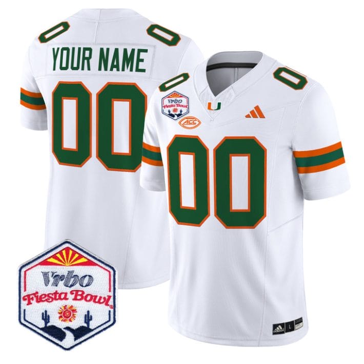 Custom Miami Hurricanes Jersey 2026 Fiesta Bow Patch Limited Stitched - Image 5