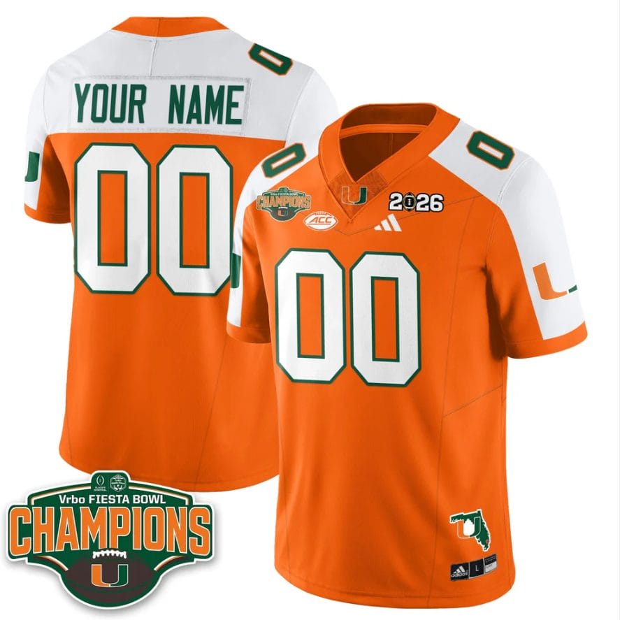 Custom Miami Hurricanes Jersey 2026 Fiesta Bowl Champions Stitched - Image 3
