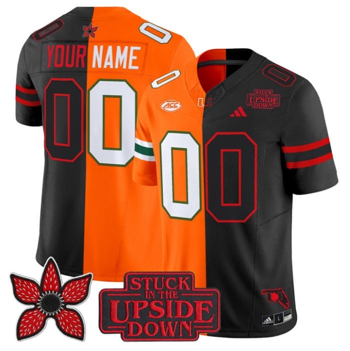 Custom Miami Hurricanes Jersey Upside Down Edition Stitched - Image 2