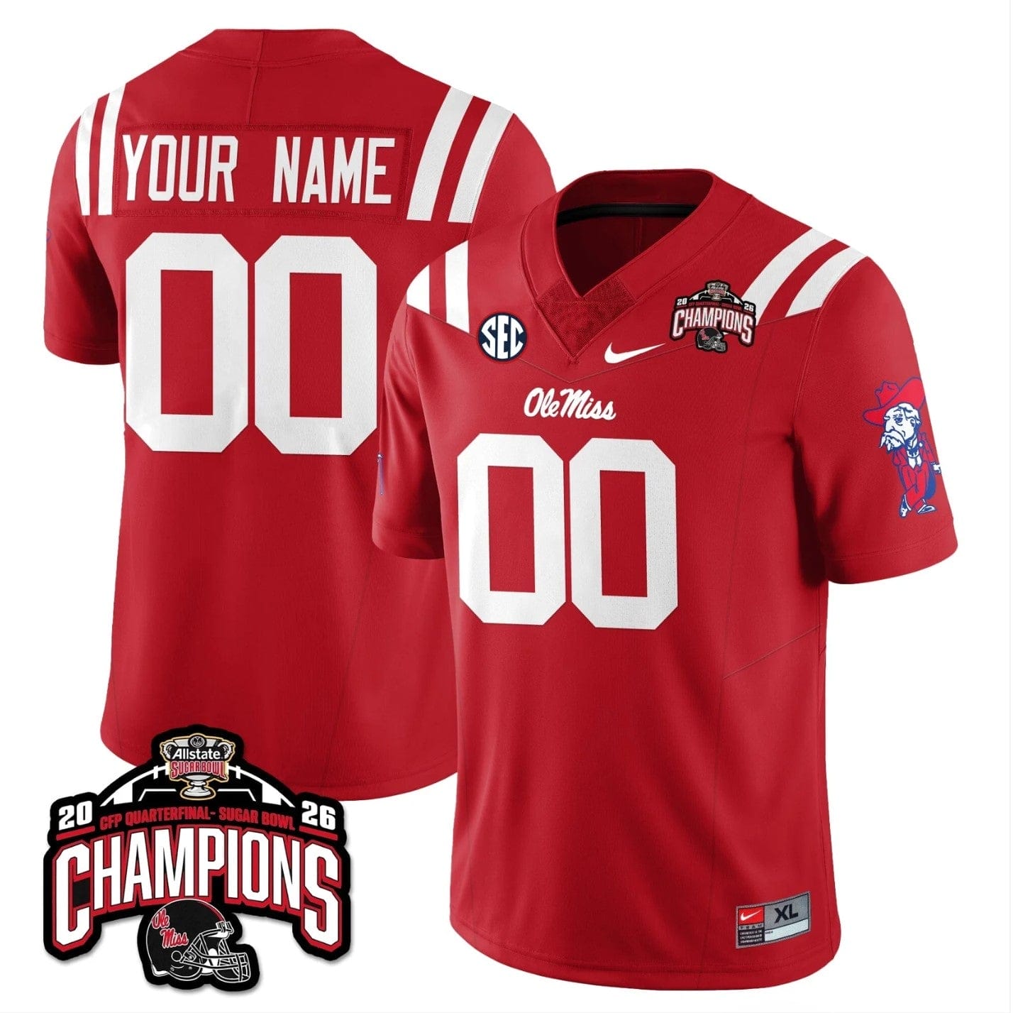 Custom Ole Miss Jersey Allstate Sugar Bowl Champions Patch Stitched - Image 4