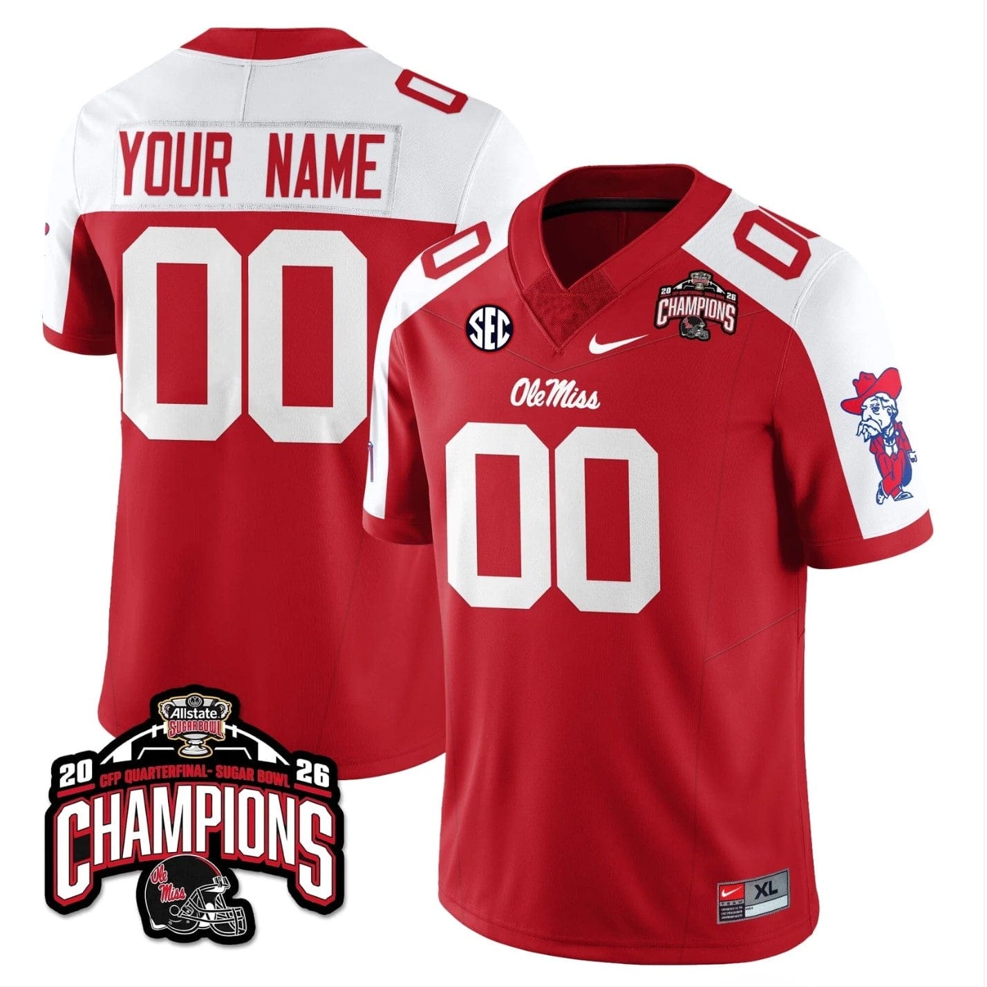 Custom Ole Miss Jersey Allstate Sugar Bowl Champions Patch Stitched - Image 3