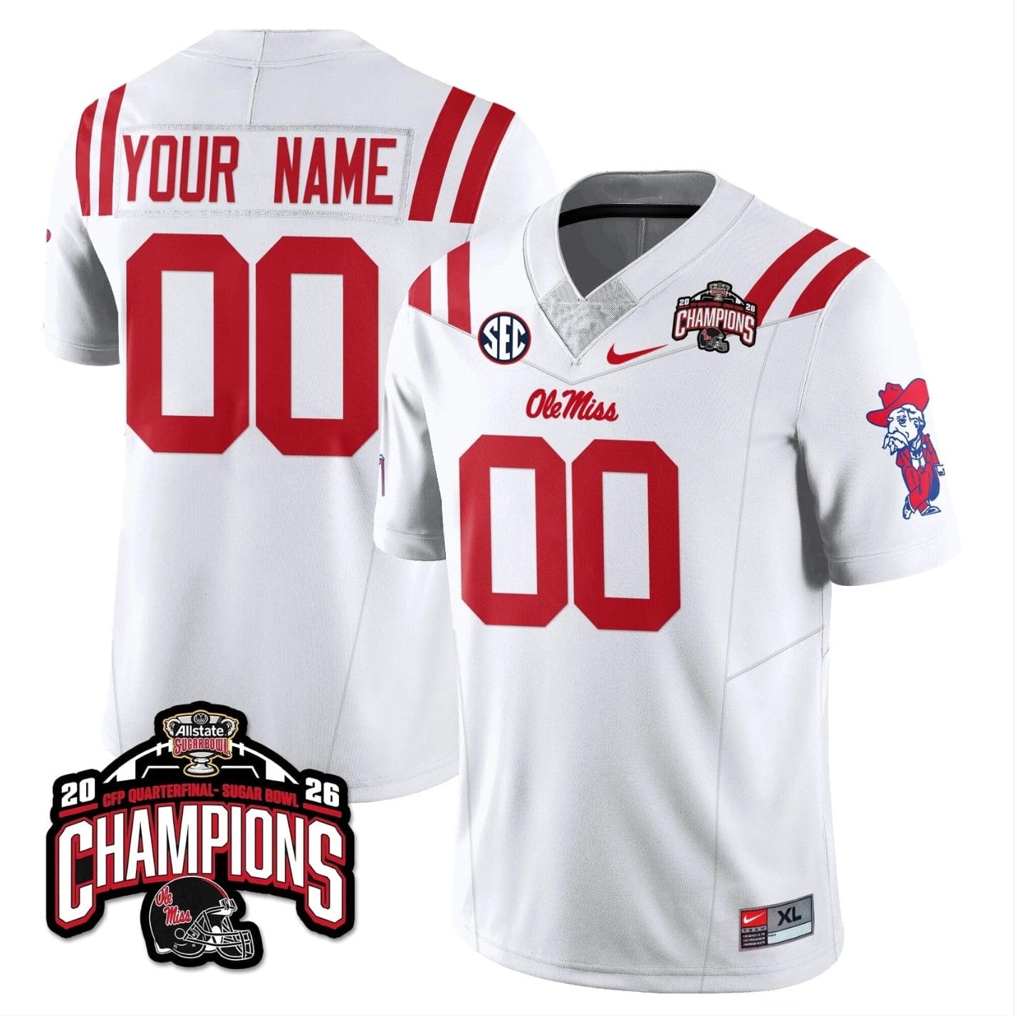 Custom Ole Miss Jersey Allstate Sugar Bowl Champions Patch Stitched - Image 5