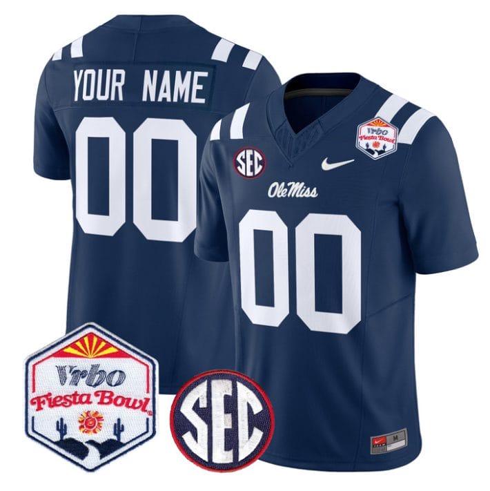 Custom Ole Miss Rebels Jersey 2026 Fiesta Bow Patch Vapor Stitched - Image 2