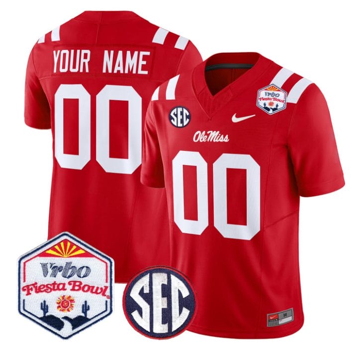 Custom Ole Miss Rebels Jersey 2026 Fiesta Bow Patch Vapor Stitched - Image 4