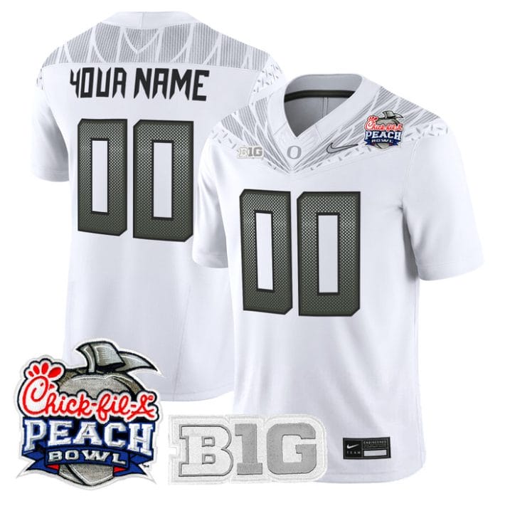 Custom Oregon Ducks Jersey 2026 Peach Bowl Patch Limited Stitched - Image 4