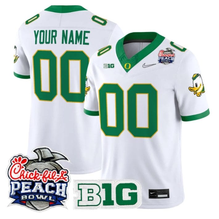 Custom Oregon Ducks Jersey 2026 Peach Bowl Patch Limited Stitched - Image 3