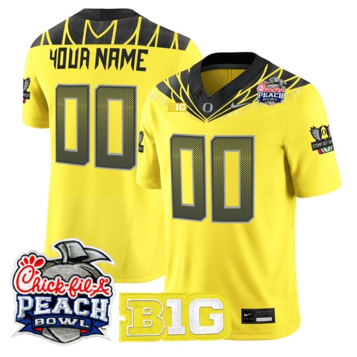 Custom Oregon Ducks Jersey 2026 Peach Bowl Patch Limited Stitched - Image 5