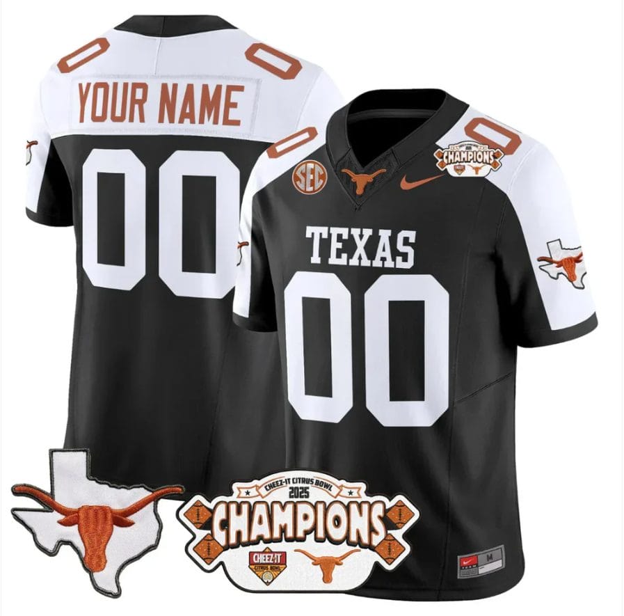 Custom Texas Longhorn Jersey 2025 State Map Citrus Bowl Champions Stitched - Image 2
