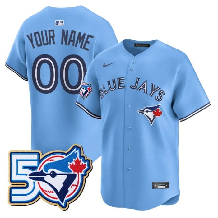 Custom Toronto Blue Jays Jersey Name, Number 50 Seasons Stitched - Image 2