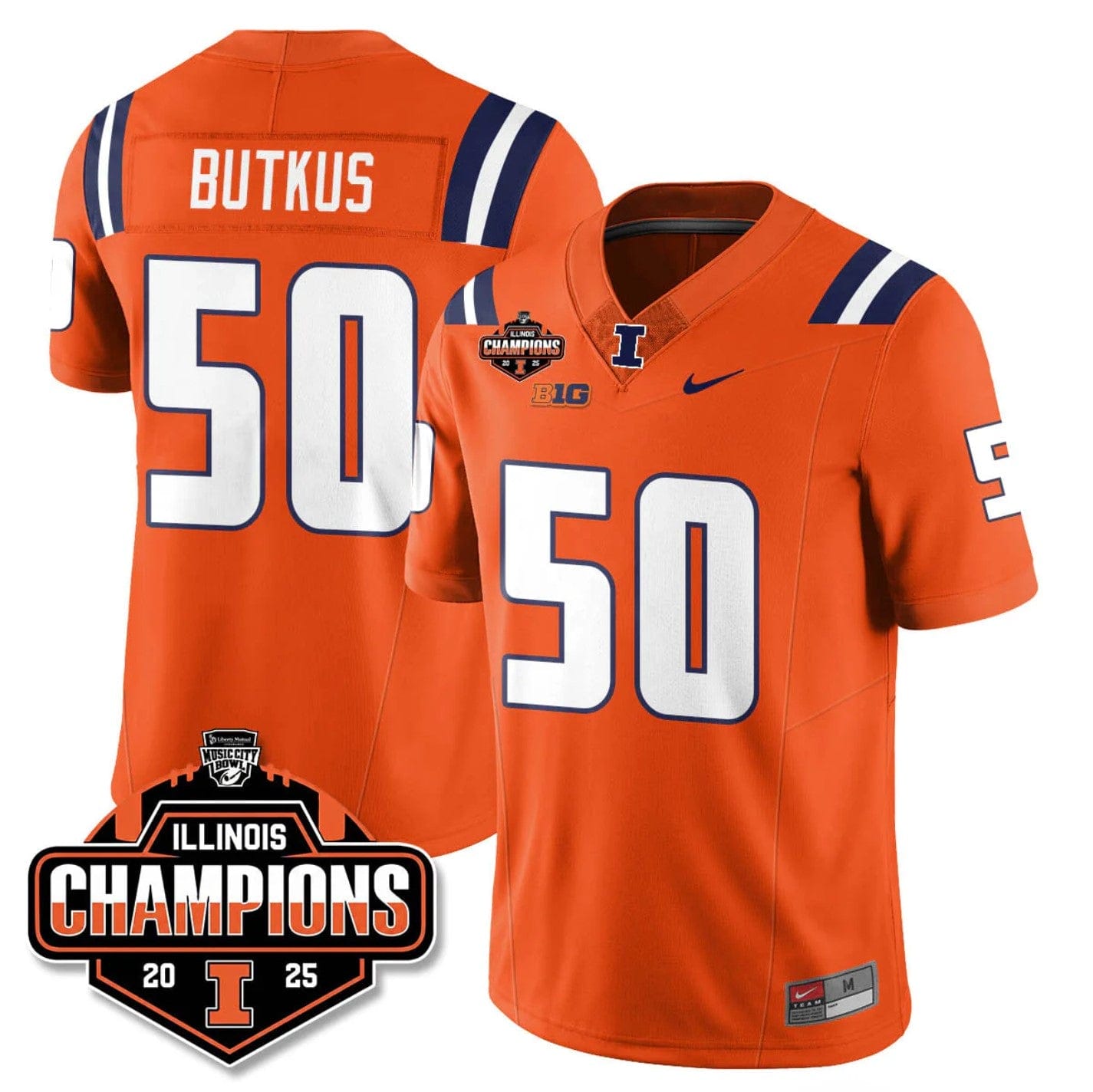 Dick Butkus Jersey #50 Illinois Fighting 2025 Music City Bowl Champions Stitched - Image 4
