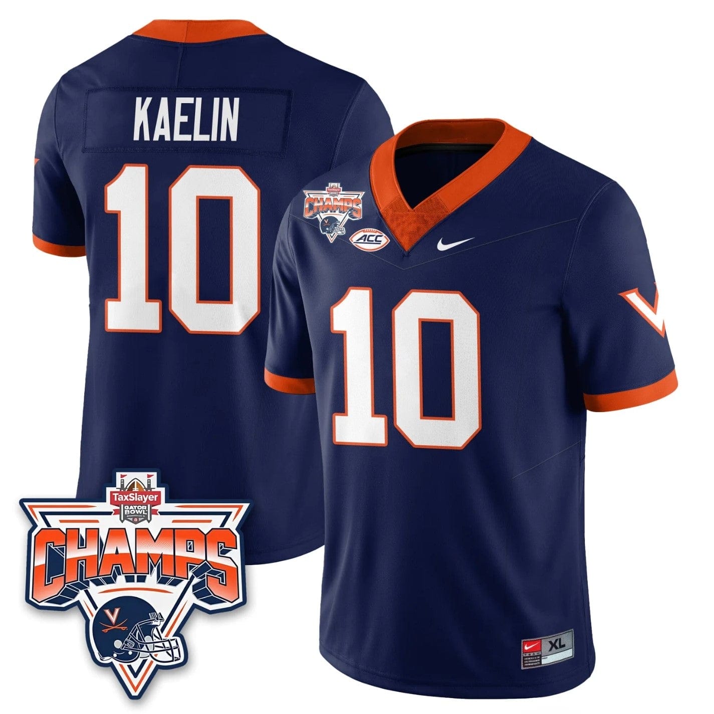 Alternative view of Daniel Kaelin Jersey #10 Virginia Cavaliers 2025 Gator Bowl Champions