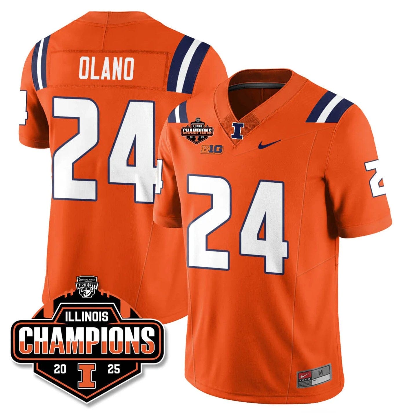 David Olano Jersey #24 Illinois Fighting 2025 Music City Bowl Champions Stitched - Image 4