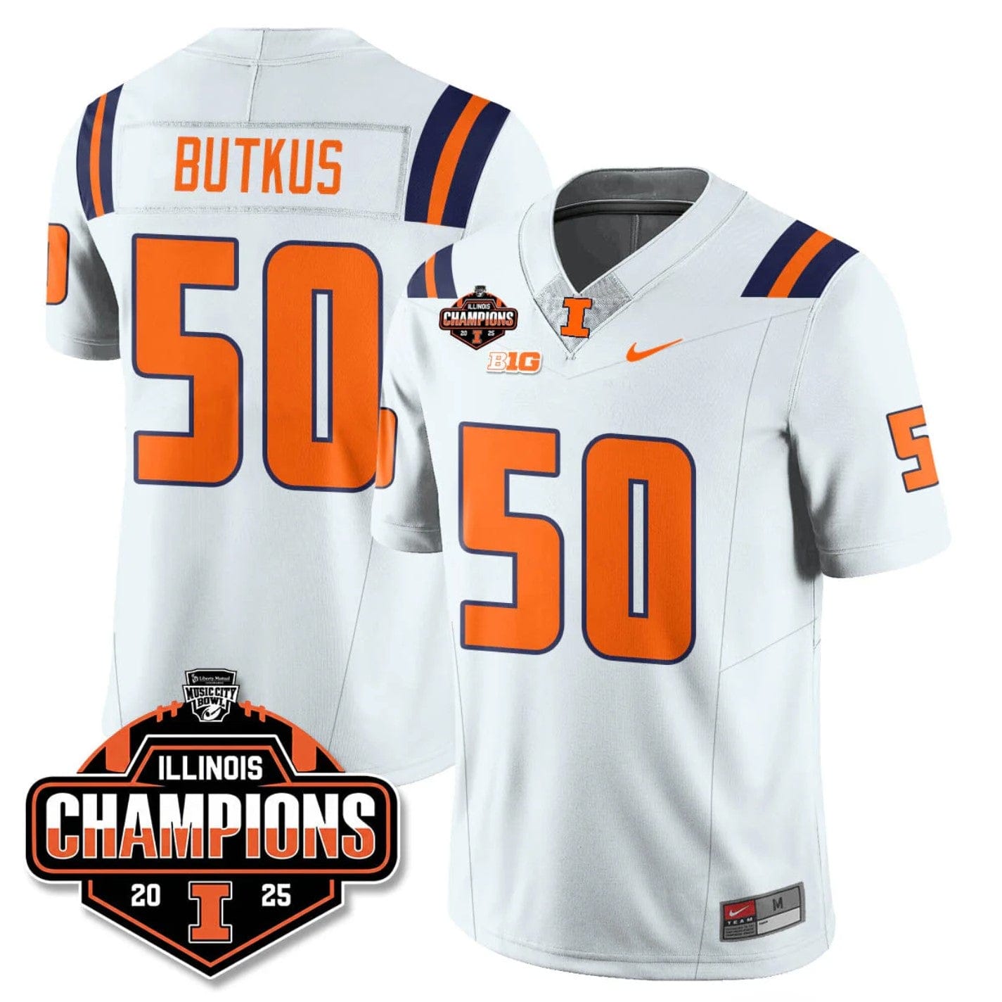 Dick Butkus Jersey #50 Illinois Fighting 2025 Music City Bowl Champions Stitched - Image 5