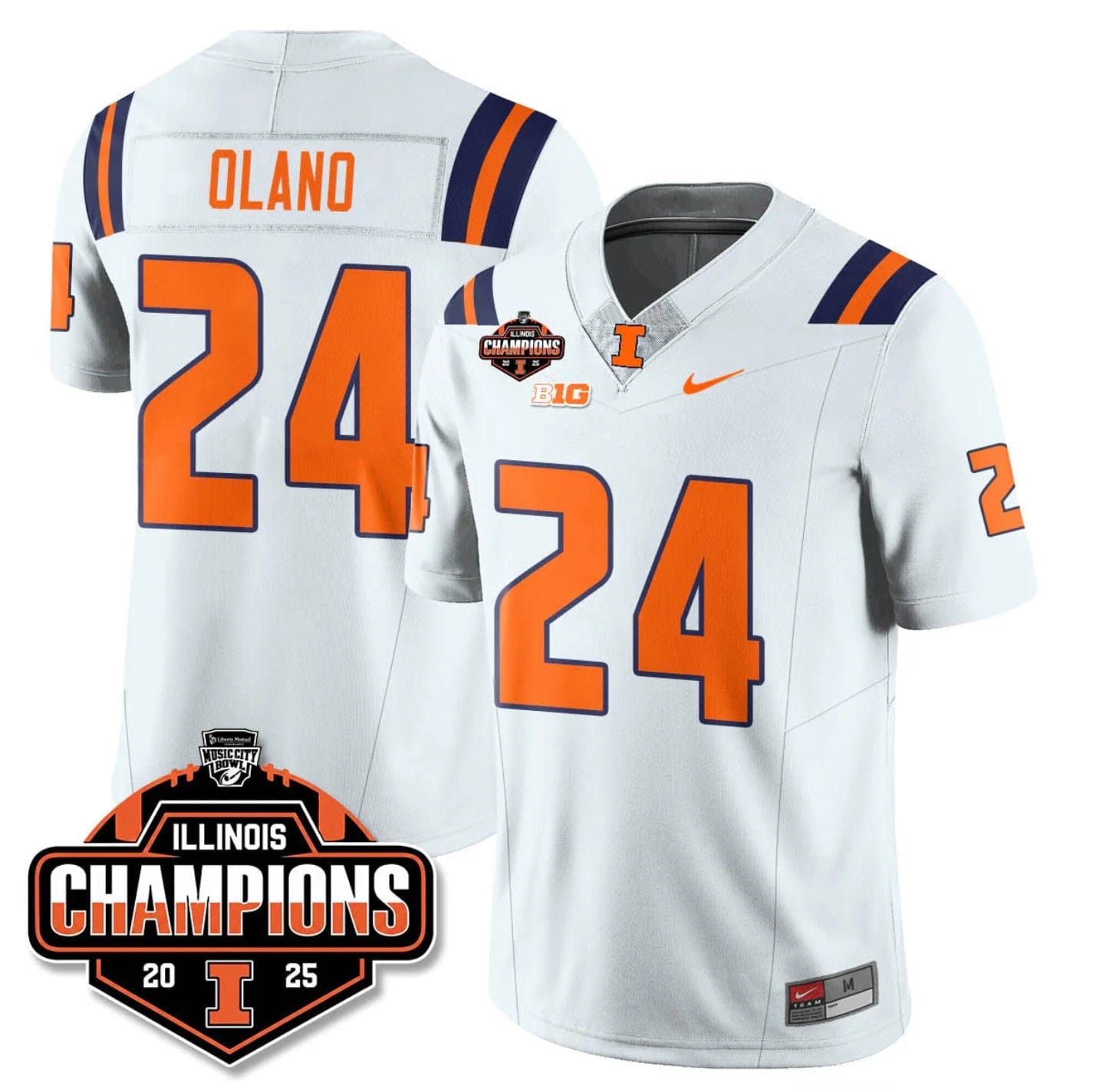 David Olano Jersey #24 Illinois Fighting 2025 Music City Bowl Champions Stitched - Image 5