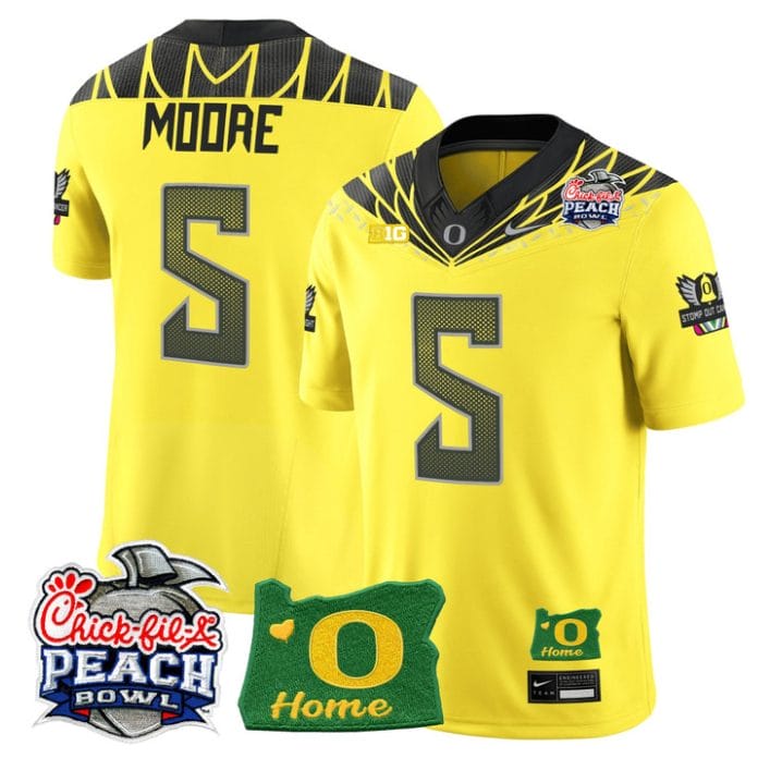 Dante Moore Jersey #5 Oregon Ducks 2026 Peach Bowl Oregon State Stitched Yellow