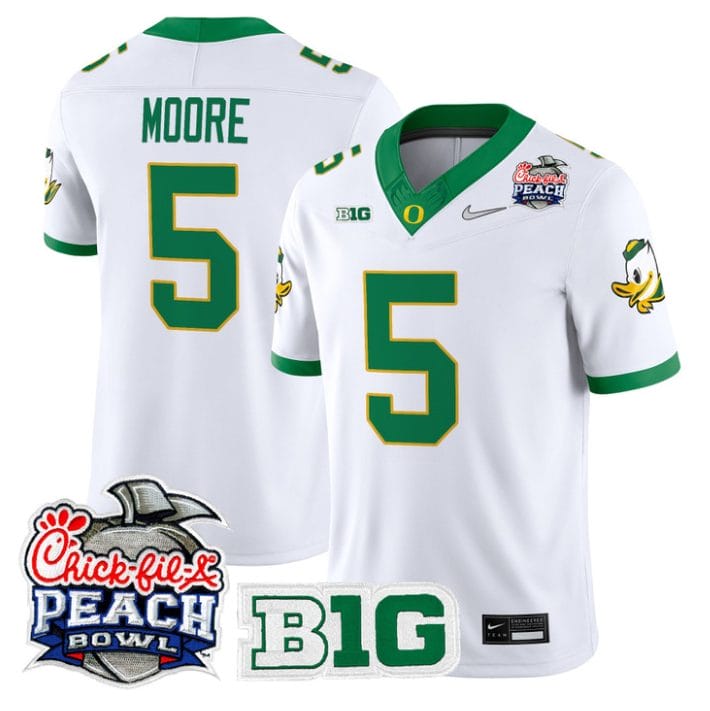 Dante Moore Jersey #5 Oregon Ducks 2026 Peach Bowl Patch Stitched - Image 3
