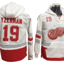 Detroit Red Wings #19 Steve Yzerman One Front Pocket Pullover Hoodie WHite