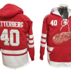 Detroit Red Wings #40 Henrik Zetterberg One Front Pocket Pullover Hoodie Red