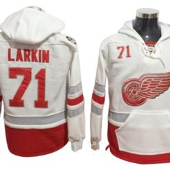 Detroit Red Wings #71 Dylan Larkin One Front Pocket Pullover Hoodie White