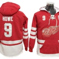 Detroit Red Wings #9 Gordie Howe One Front Pocket Pullover Hoodie Red
