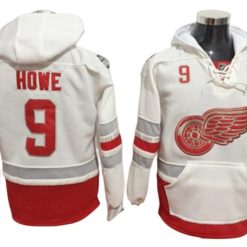 Detroit Red Wings #9 Gordie Howe One Front Pocket Pullover Hoodie White