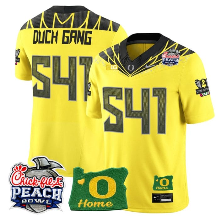 Duck Gang Jersey #541 Oregon Ducks 2026 Peach Bowl Oregon State Stitched Yellow