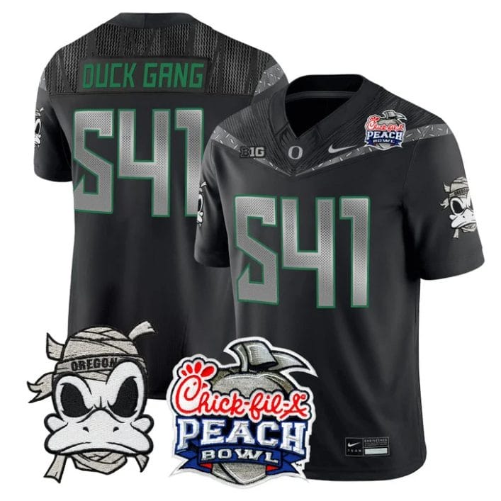 Duck Gang Jersey #541 Oregon Ducks Mummy Duck 2026 Peach Bowl Stitched Black