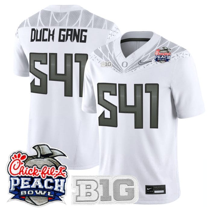 Duck Gang Jersey #541 Oregon Ducks 2026 Peach Bowl Patch Stitched - Image 4