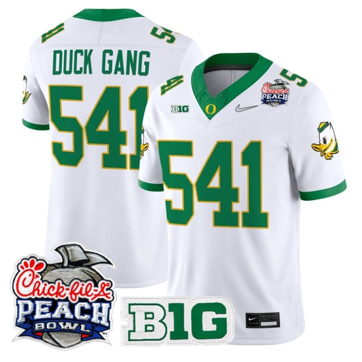 Duck Gang Jersey #541 Oregon Ducks 2026 Peach Bowl Patch Stitched - Image 3