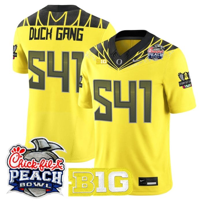 Duck Gang Jersey #541 Oregon Ducks 2026 Peach Bowl Patch Stitched - Image 5