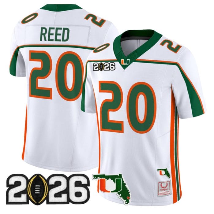 Ed Reed Jersey #20 Miami Hurricanes Throwback 2026 CFP Final Florida Stitched