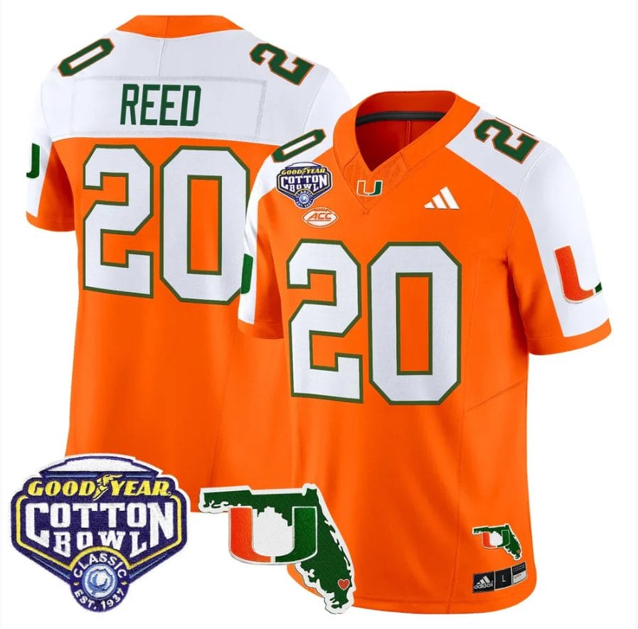 Ed Reed Jersey #20 Miami Hurricanes 2025 Cotton Bowl Florida Stitched - Image 3