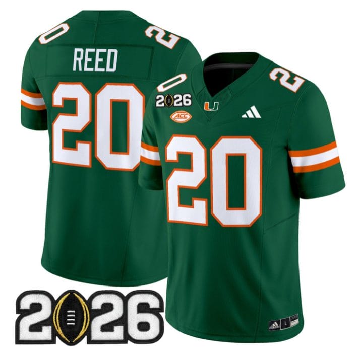 Alternative view of Ed Reed Jersey #20 Miami Hurricanes 2026 CFP Final Patch Stitched Black
