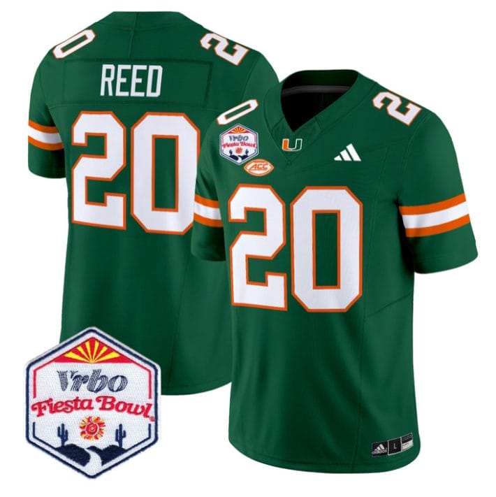 Alternative view of Ed Reed Jersey #20 Miami Hurricanes 2026 Fiesta Bow Patch Stitched