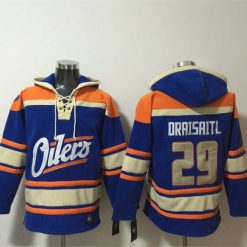 Edmonton Oilers #29 Leon Draisaitl Blue Lace-Up Pullover Hoodie