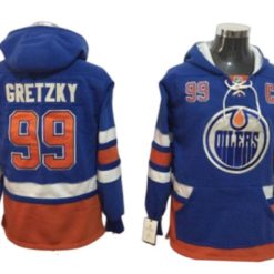 Edmonton Oilers #99 Wayne Gretzky One Front Pocket Pullover Hoodie - Blue