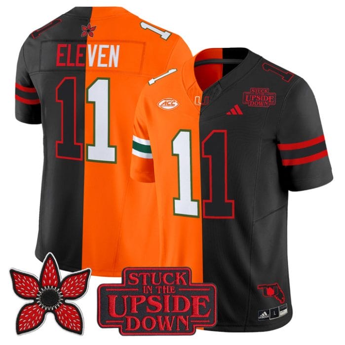 Alternative view of Eleven Jersey #11 Miami Hurricanes Upside Down Edition Stitched