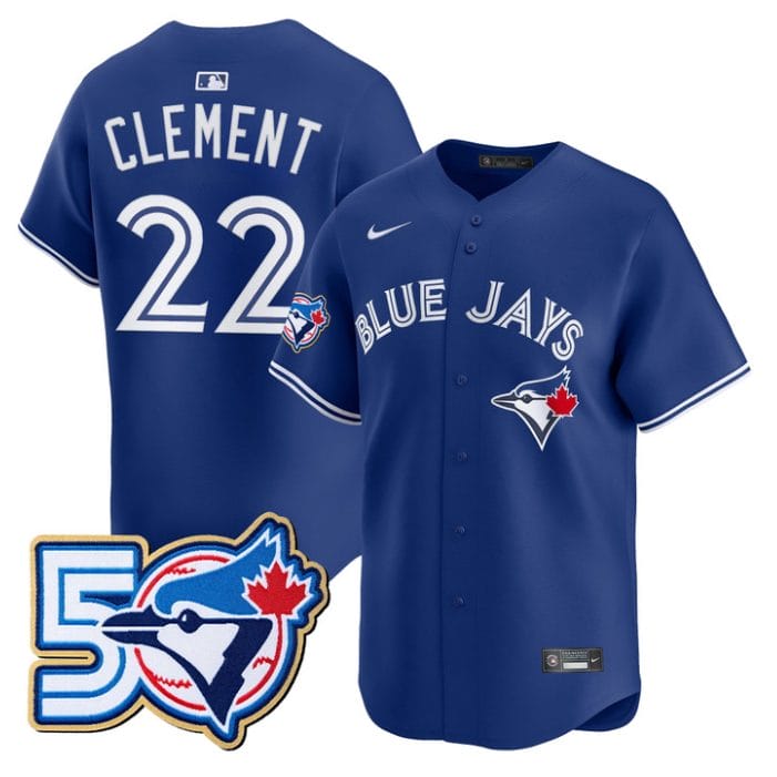 Ernie Clement Jersey #22 Toronto Blue Jays 50 Seasons Patch Stitched - Image 6