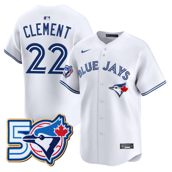Ernie Clement Jersey #22 Toronto Blue Jays 50 Seasons Patch Stitched - Image 5
