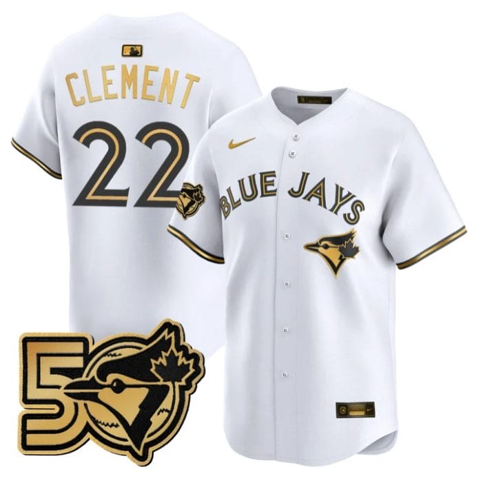Ernie Clement Jersey #22 Toronto Blue Jays 50 Seasons Patch Stitched - Image 4