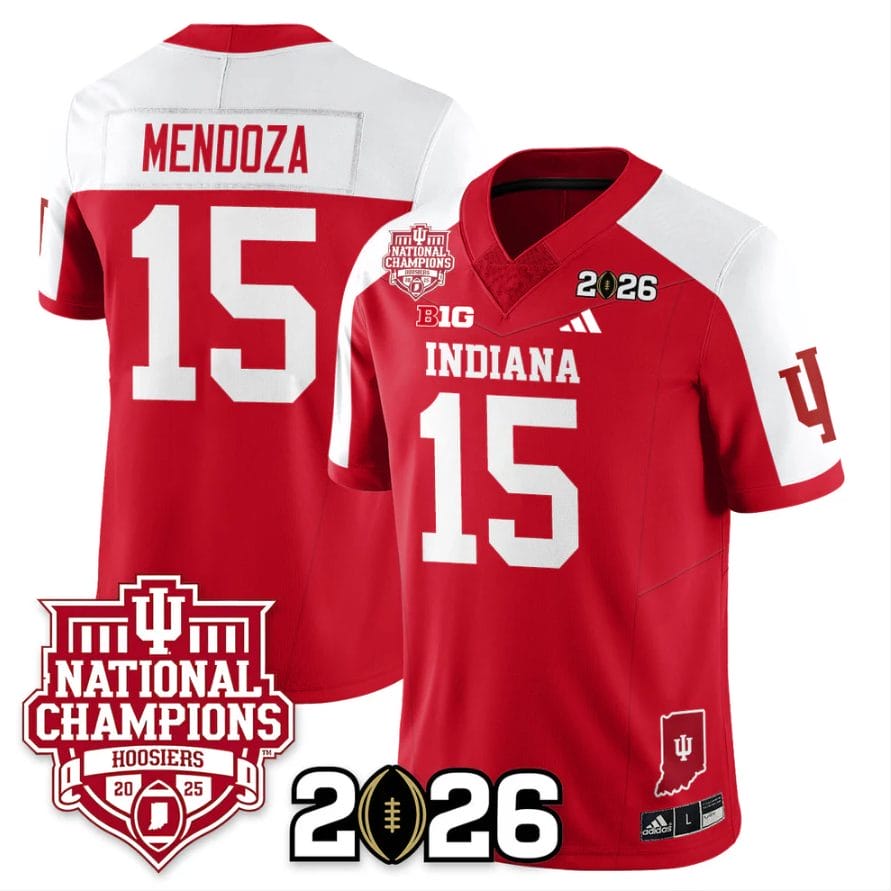 Fernando Mendoza Jersey #15 Indiana Hoosiers 2025 National Champions Red Alternate