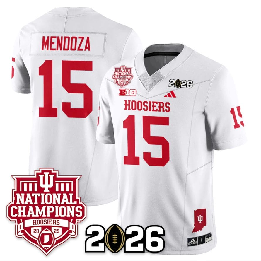 Fernando Mendoza Jersey #15 Indiana Hoosiers 2025 National Champions White