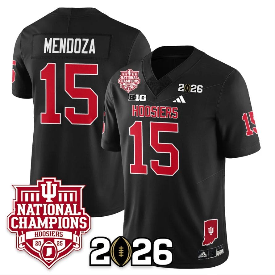 Fernando Mendoza Jersey #15 Indiana Hoosiers 2025 National Champions Black